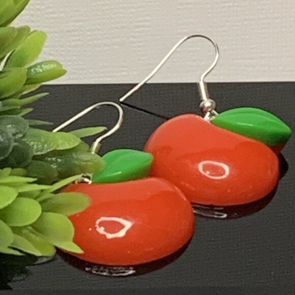 Apple Earring, Fruit Earring, Funny Food Earring, Educator Earring, Teacher Gift - Picture 3 of 8
